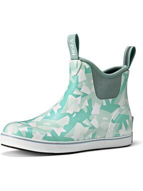 🆕Women's Camo Blue Deck Rain Boots Waterproof Neoprene Rubber Shoes